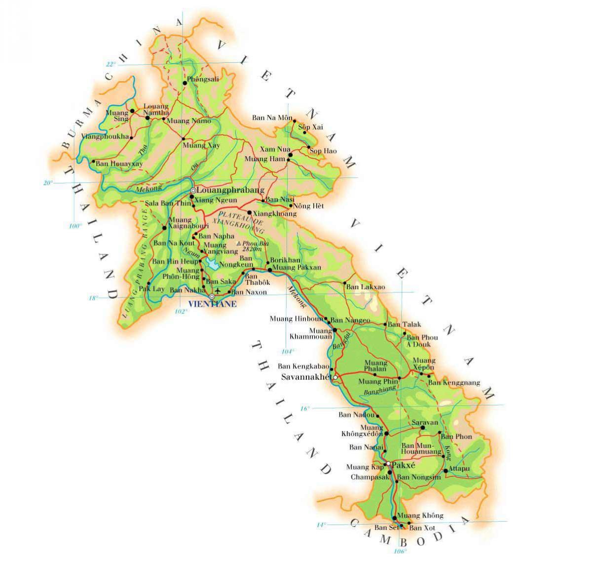 地図ラオスの物理 