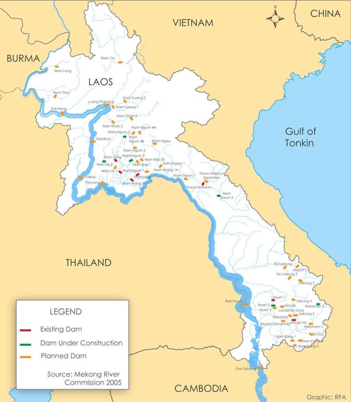 ラオス川地図 地図のラオス川 東南アジア アジア