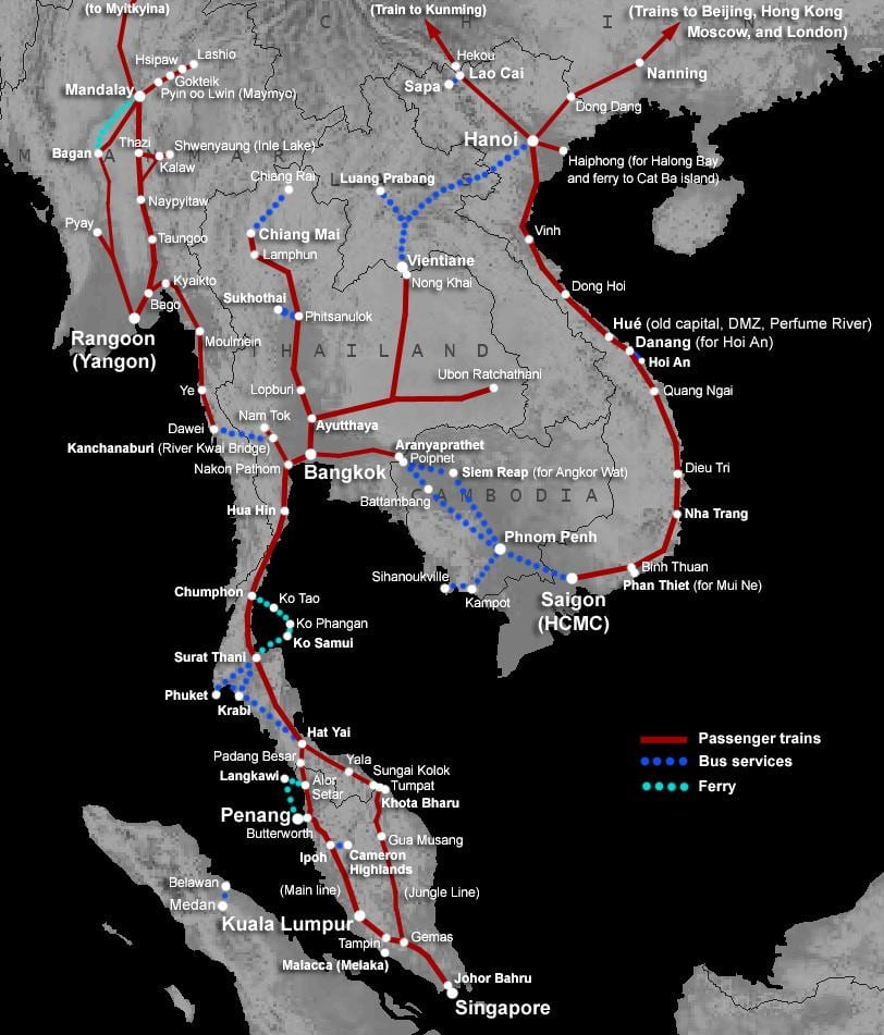 ラオス鉄道の地図