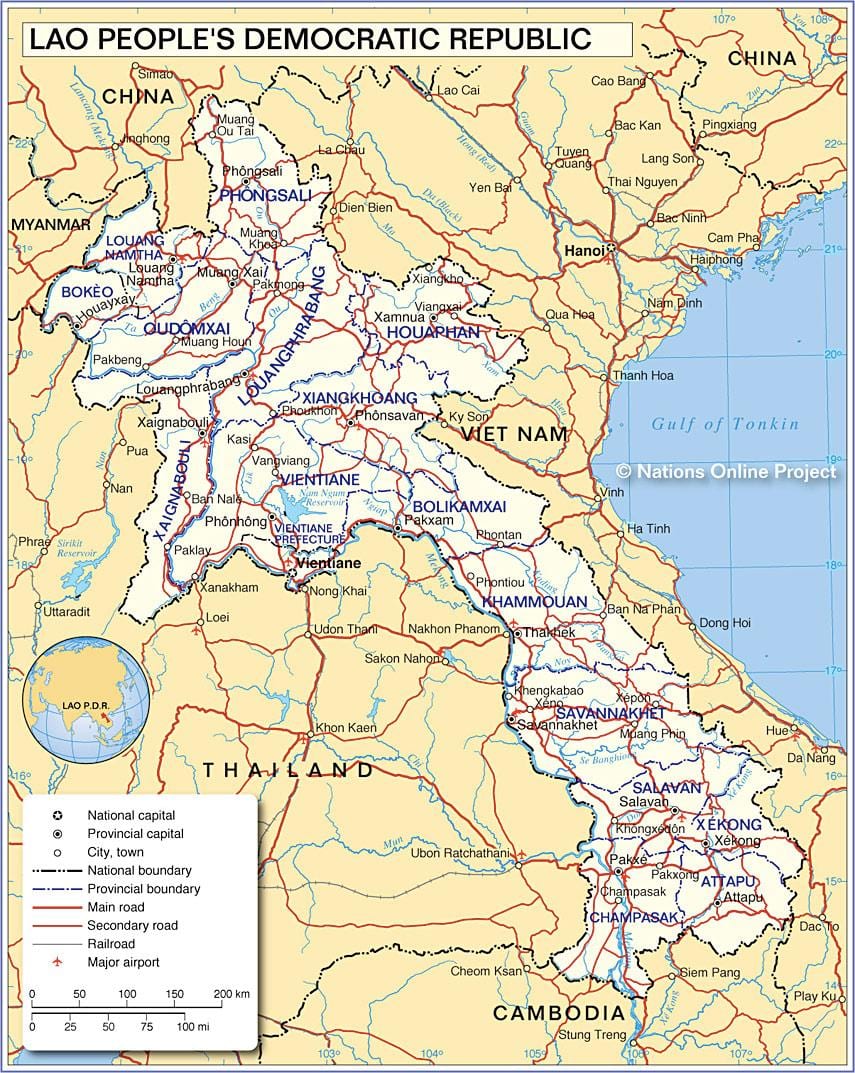 図ラオス及び周辺国