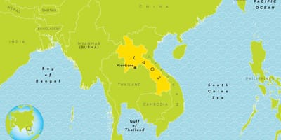 ラオスの場所が世界の地図