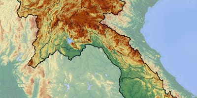 地図ラオスの地形