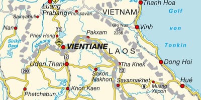 空港では、ラオスの地図
